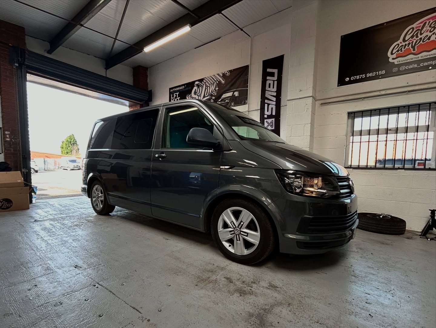Interior carpet lining and trim on a VW T5 camper conversion
